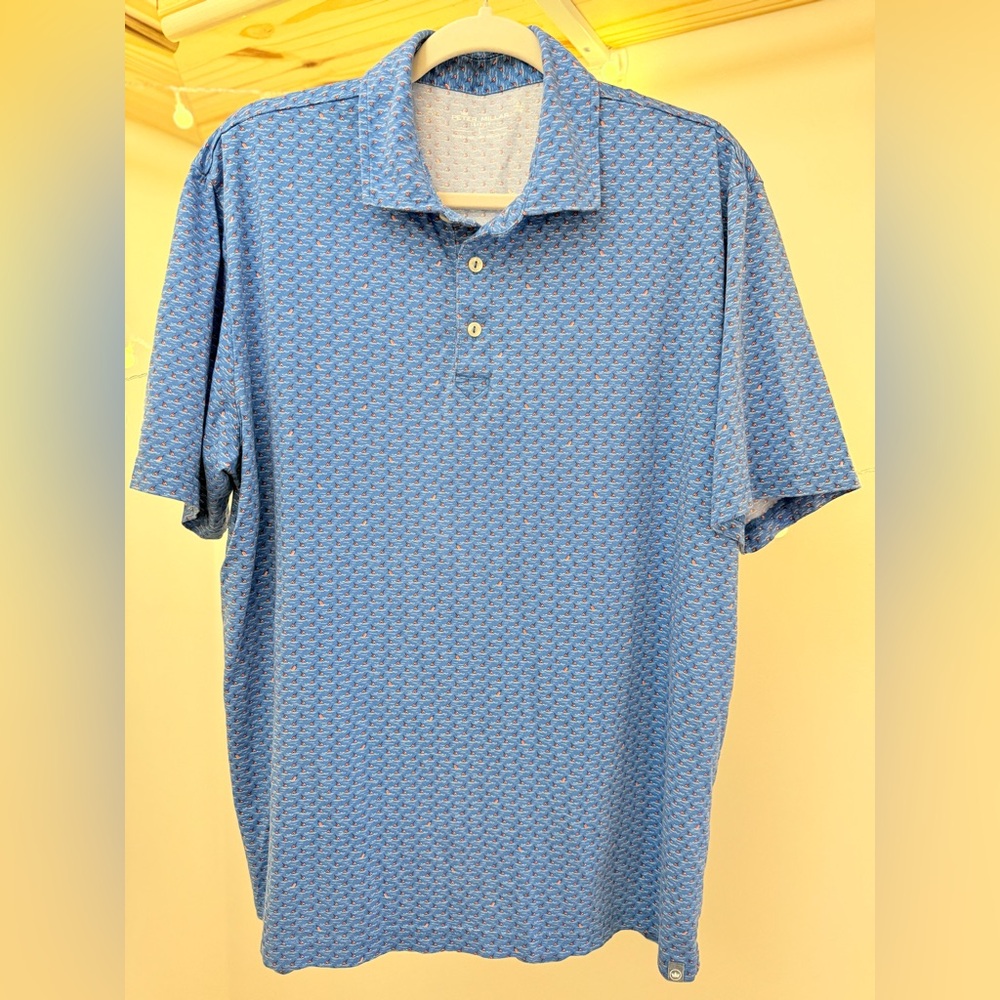 🌾 Peter Millar Light Blue‎ Seaside Polo Shirt